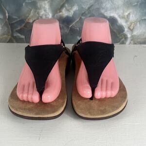 Vionic Thong Sandals Size 8.5 Kirra Black Leather Strap Shoes Podiatrist Design